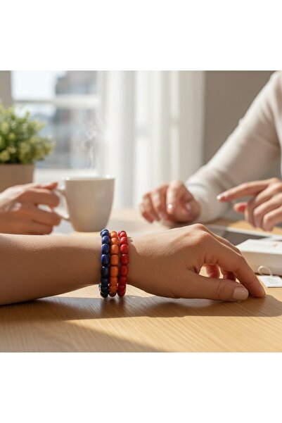 Hedea Women's Ceramic Adjustable Bracelet Orange Navy Blue Red