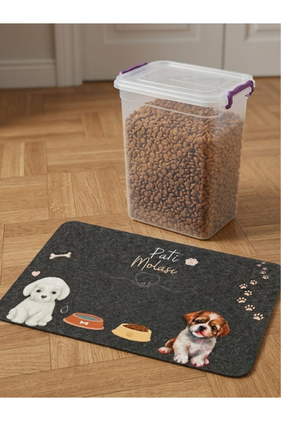 BERT 2'li Evcil Hayvan Seti: 70x45 Kaymaz PVC Taban Mama Paspası & 11 L Kilit...
