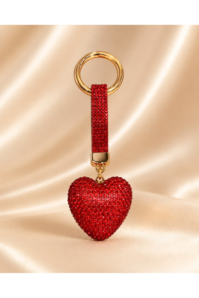 Kumru Studio Heart and Stone Luxury Bag Charm – Red Crystal Bag Charm