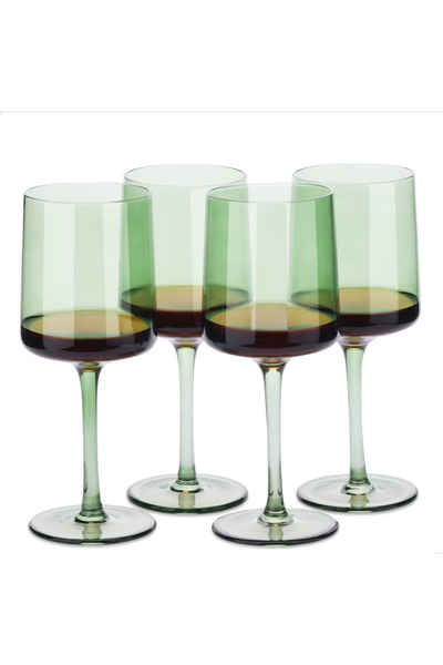 Navaris Set de 4 pahare de vin, 400 ml, cu picior, verzi, design modern, 5621...