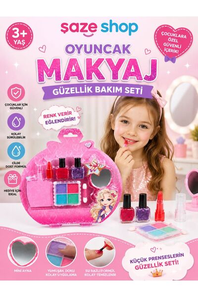 SAZE Şaze Shop Oyuncak Makyaj Güzellik Bakım Seti 3+ Yaş Çocuklara Özel Renk ...