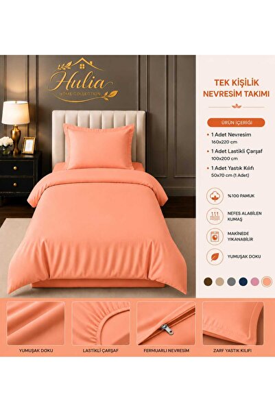 hulia home Elastic Sheet Duvet Cover Set Single Size Cotton Soft Textured Com...