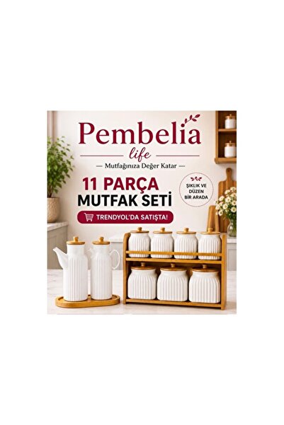 Empressco 10 Parça Bambu ve Porselen Yağdanlık Seti, Şık ve Kullanışlı Tasarım