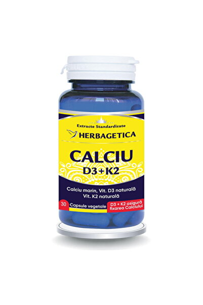 herbagetica Calciu + D3 + K2 Mena Q7 Naturala 30cps