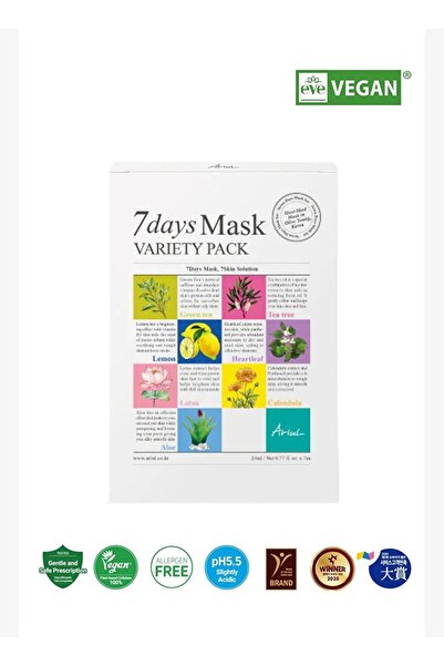 Ariul 7 Days Mask Variety Pack - Weekly Vegan Paper Mask Set 7 Pieces