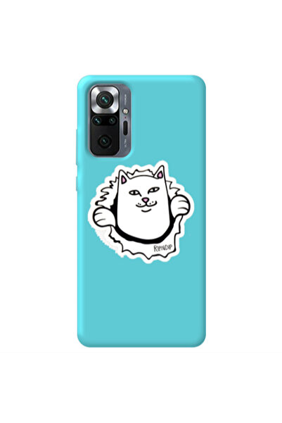 Other Xiaomi Redmi Note 10 Pro 4G White cat Turquoise Colored Silicone TPU Θήκη