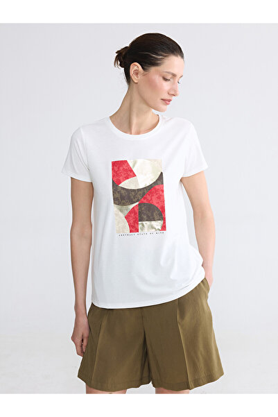 LC Waikiki White Crew Neck Printed Women's T-Shirt