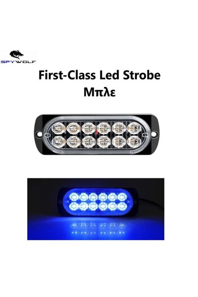 OEM First-Class LED Strobe Φαναράκι Όγκου Μπλε 12LED 12/24V 6000lm TC-341