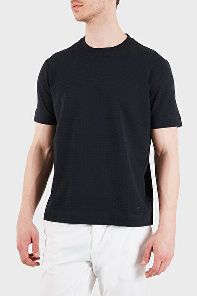 Emporio Armani تي شيرت قطني ذو قصة عادية وياقة دائرية وشعار للرجال EM001289 A...