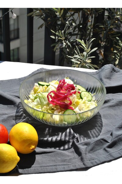 Qualitev 1 Piece Glass Transparent 20 cm Salad Bowl Medium Size Salad Plate B...