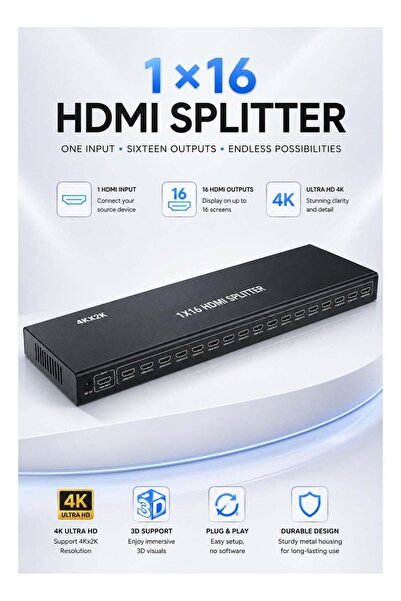 Generic HD 16 Port HDMI Splitter 1x16 4K Ultra HD | HDMI Splitter 1 in 16 Out...