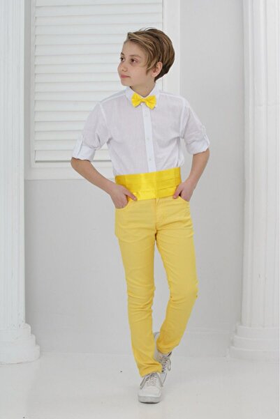 ÇLM STORE BOY'S 3-PIECE SET SHIRT PANT SLING BOW TIE SET