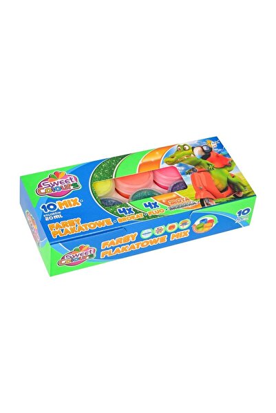 OEM Vopsele poster/tempera Sweet Colours Mix 10 culori, cu sclipici si fluore...