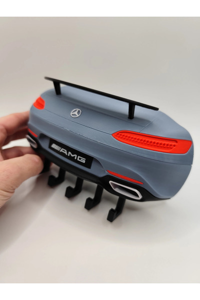 Eva Prints Cuier pentru chei Mercedes-AMG GT, organizator perete, suport chei auto, model decorativ printat 3D, 5 carlige