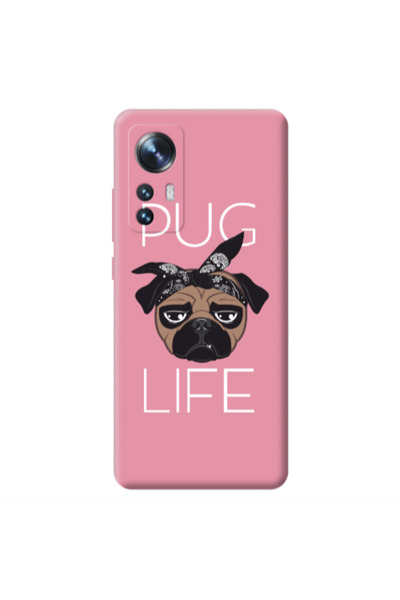 Other Xiaomi Mi 12 Pug Life Pink Colored Silicone TPU Θήκη