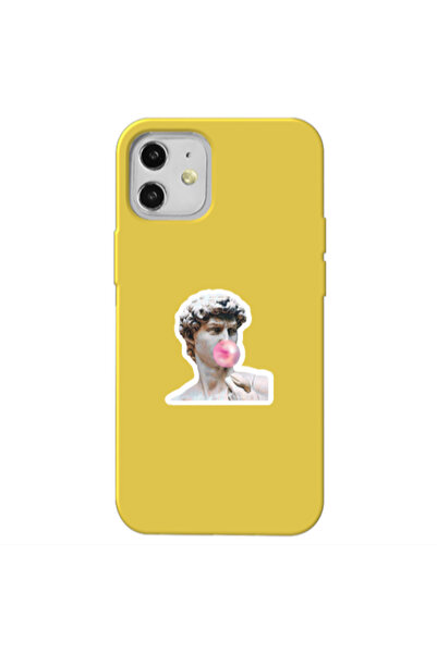 Other Apple iPhone 12 Bubble Yellow Colored Silicone TPU Θήκη
