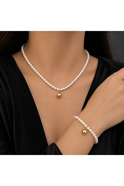 ArgintBijuterii Set Perle din argint 925 placat cu aur