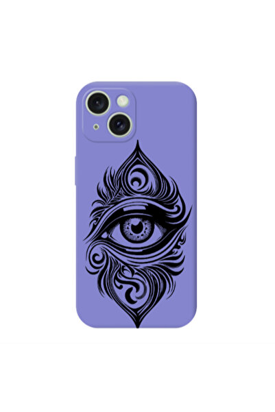 Other Apple iPhone 15 Plus Eye patterned drawing Purple Colored Silicone TPU ...