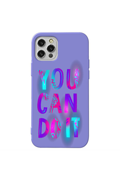 Other Apple iPhone 12 Pro You Can Doit Purple Colored Silicone TPU Θήκη