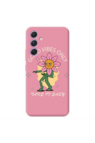 Other Samsung A54 Good Vibes Only Pink Colored Silicone TPU Θήκη