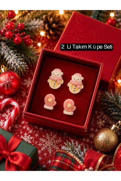 Yağmur Earring Set for Women and Girls, Set of 2, Winter, New Year, Christmas...