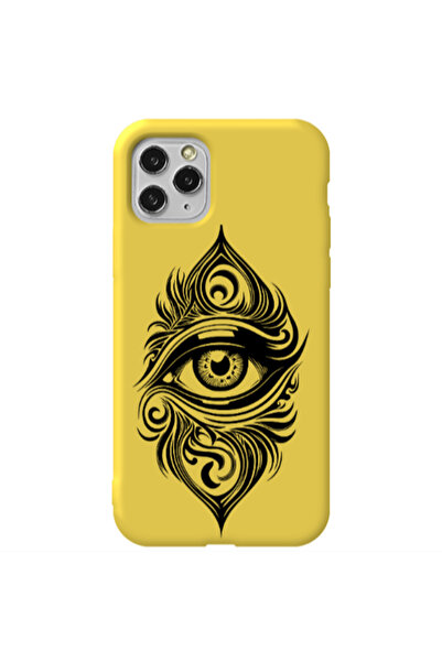 Other Apple iPhone 11 Pro Eye patterned drawing Yellow Colored Silicone TPU Θήκη
