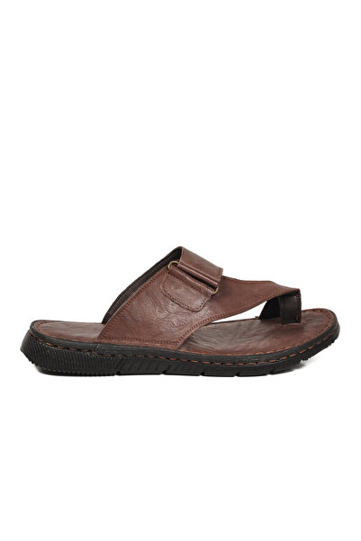 Castle Black Brown Genuine Leather Men's Slippers 1568 m