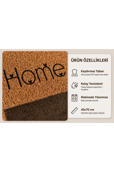 Evoris Coco Cc021A Home Patterned Thick Non-Slip Sole Moisture Absorbing Stylish Design Door Mat 45X75 cm