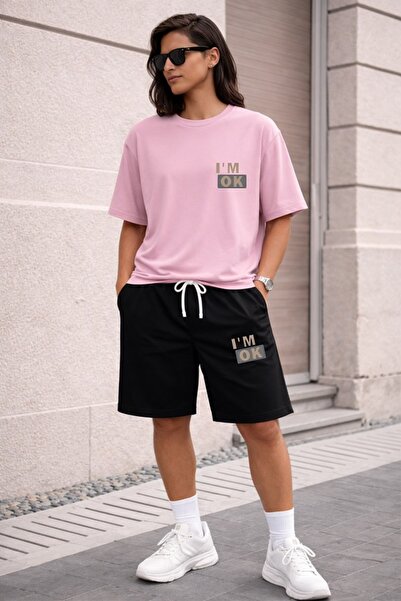x-compass life Unisex Oversize Printed Shorts Set – Crew Neck Short Sleeve T-...