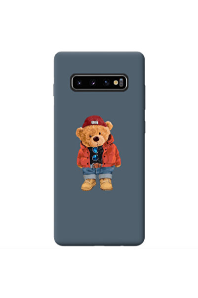 Other Samsung S10 Bear in a hat Dark Grey Colored Silicone TPU Θήκη