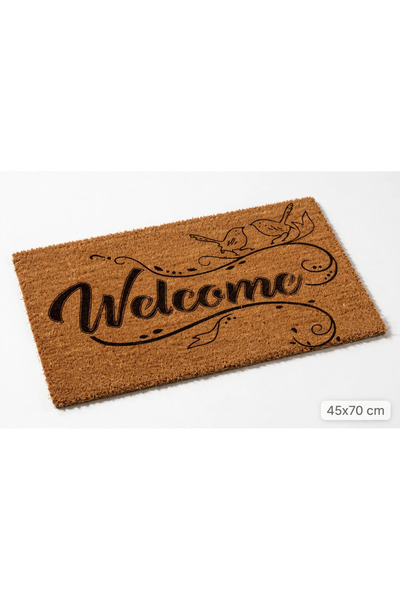 Evoris Coco Cc027A Welcome Bird Patterned Thick Non-Slip Sole Moisture Absorbing Stylish Design Door Mat 45X75 cm