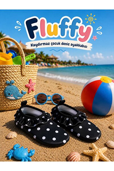 fluffy Scuba Fabric, Non-Slip and Drainable Soles, Polka Dot Children's Beach...