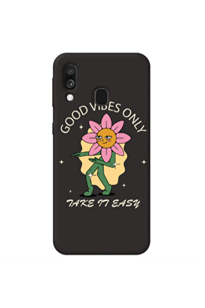 Other Samsung A40 Good Vibes Only Black Colored Silicone TPU Θήκη