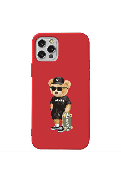 Other Apple iPhone 12 Pro Bear with glasses Red Colored Silicone TPU Θήκη