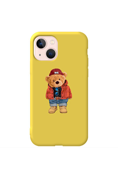 Other Apple iPhone 13 Bear in a hat Yellow Colored Silicone TPU Θήκη