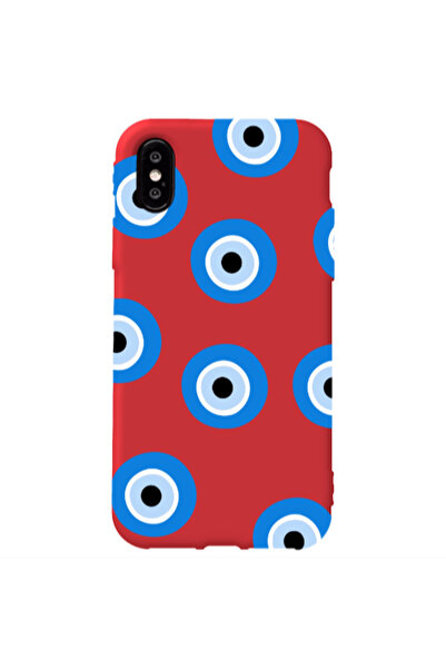 Other Apple iPhone Xs Max Evil eyes beads Red Colored Silicone TPU Θήκη