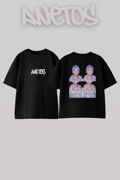Anetos Μαύρο μπλουζάκι Central Cee_21 με στάμπα σχεδίου, unisex, oversized