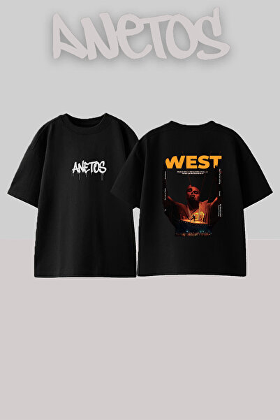 Anetos Kanye West_20 Design Printed Unisex Oversize Black Tshirt