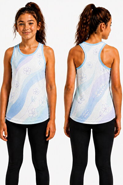 BEYDEX Crew Neck Patterned Zero Sleeve Standard Fit Girls' Sports Tank Top