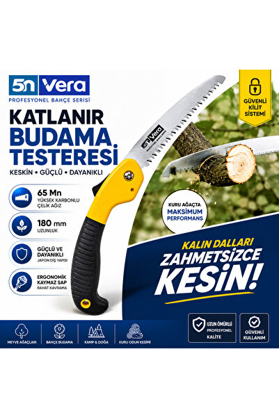 5NVERA 5N VERA Katlanır Budama Testeresi 180 mm | Japon Diş Yapılı Bahçe El T...