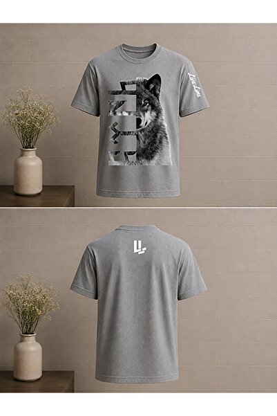 Hasdem Case Wolf and Turkish Text Printed Oversize T-Shirt