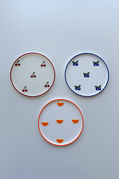 sin istanbul Set of 3 Fruit Patterned Mini Presentation Plates 10 cm |   Deco...