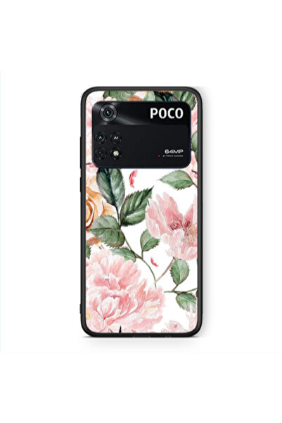 Other Xiaomi Poco M4 Pro 4G Pink rose and laves Black Glossy Θήκη