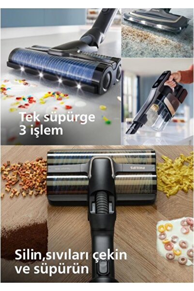 Philips Aqua Trio Islak & Kuru ve Mop Özellikli Kendini Temizleyen Dikey Süpürge +Yedek Filitre ve F