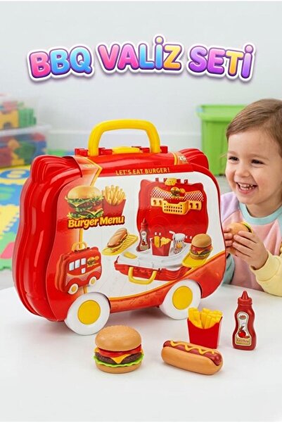 Tıfıl Toys Bbq Burger Menu Suitcase Set - 26 Piece Educational Kitchen Play S...