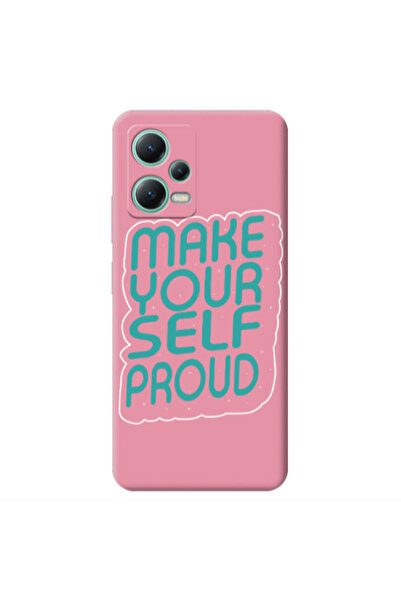 Other Xiaomi Redmi Note 12 Pro 5G Make Your Self Proud Pink Colored Silicone ...