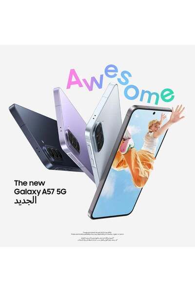 Samsung جالاكسي A57 ثنائي الشريحة بلون أزرق ثلجي رائع، ذاكرة وصول عشوائي 8 جيجابايت، سعة تخزين 128 جيجابايت، يدعم شبكات الجيل الخامس - النسخة الدولية