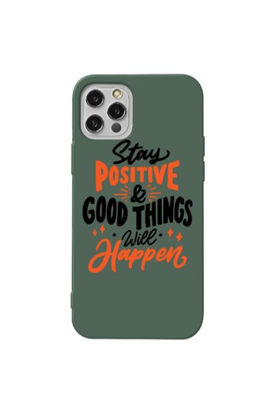 Other Apple iPhone 12 Pro Max Stay Positive Dark Green Colored Silicone TPU Θήκη