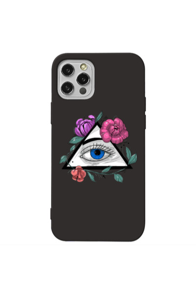 Other Apple iPhone 12 Pro Max Eye and flower Black Colored Silicone TPU Θήκη