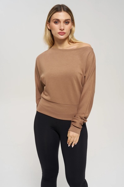 Veni Life Women's One Shoulder Low Cut Casual Sweatshirt with Boat Neckline